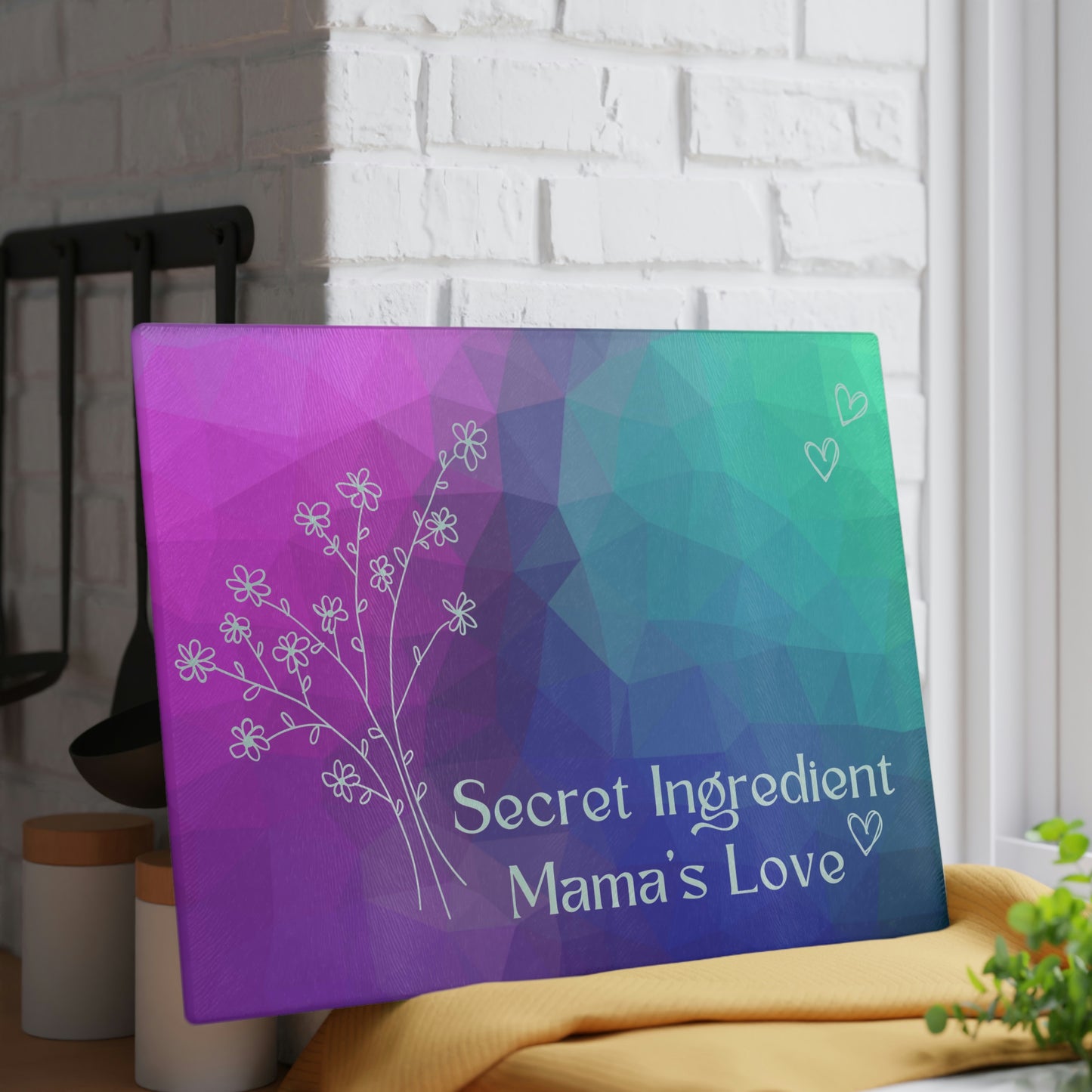 Mom Gift | Mother's Day Gift Cutting Board | Large Glass Tempered | Mothers' Birthday | New Mothers Gift | Chopping Board