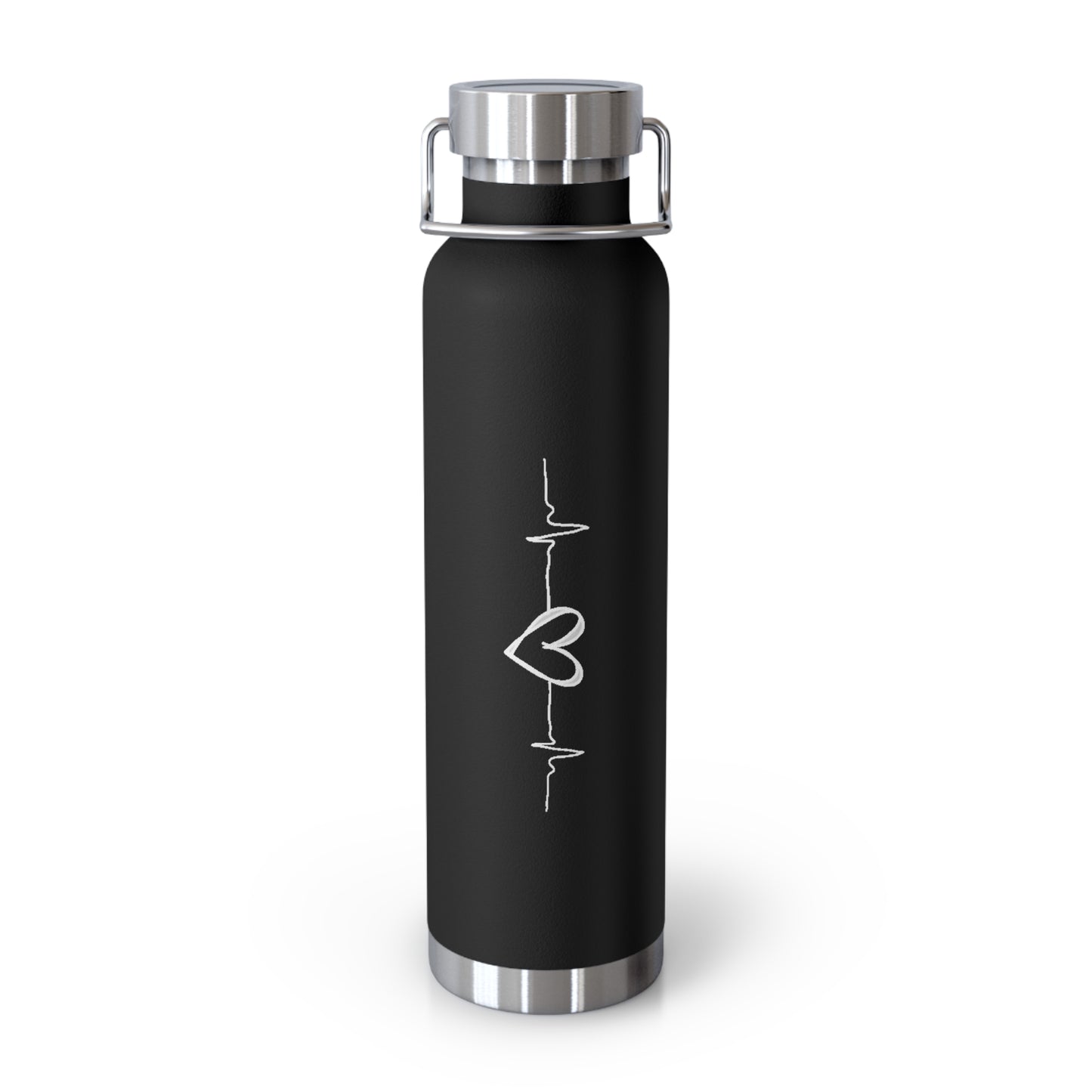 Heart Lifeline Black Water Bottle-Copper Vacuum Insulated Bottle, 22oz