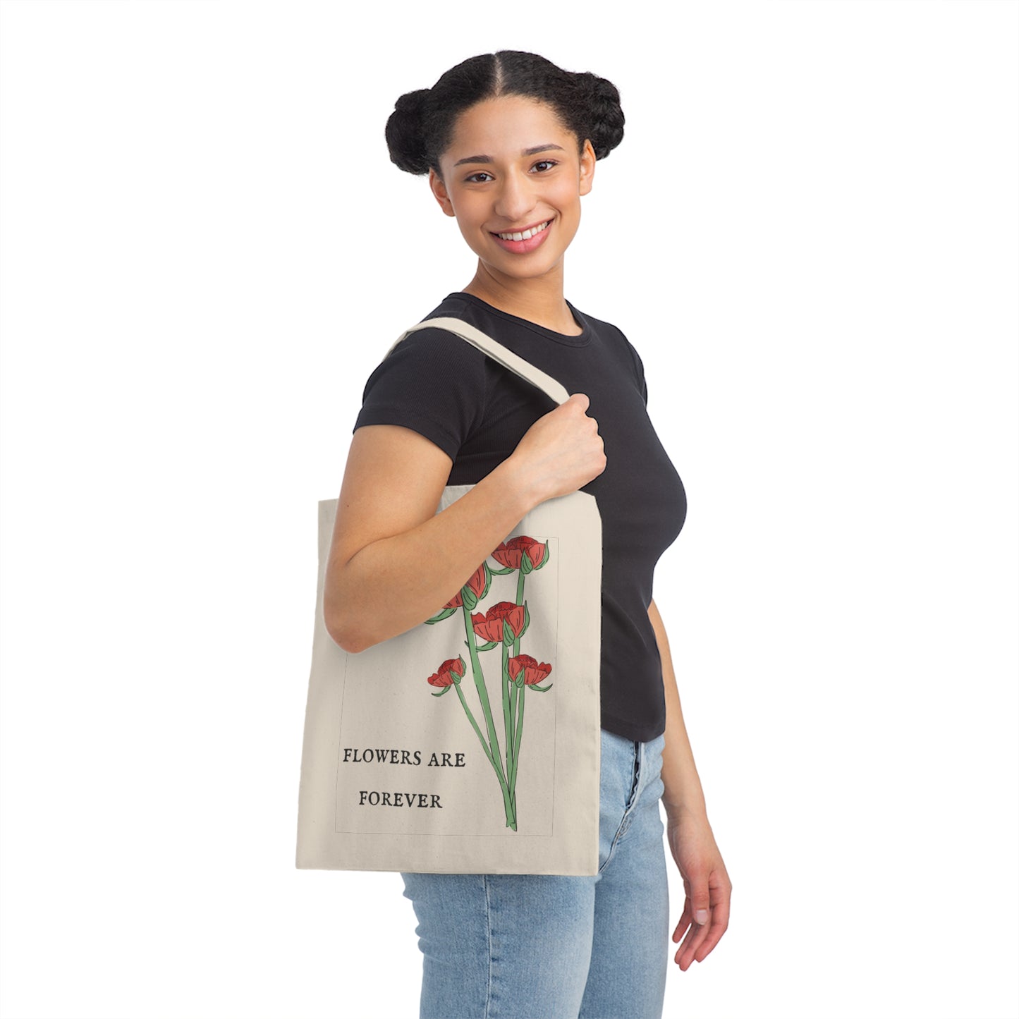 Red Flower Canvas Tote Bag